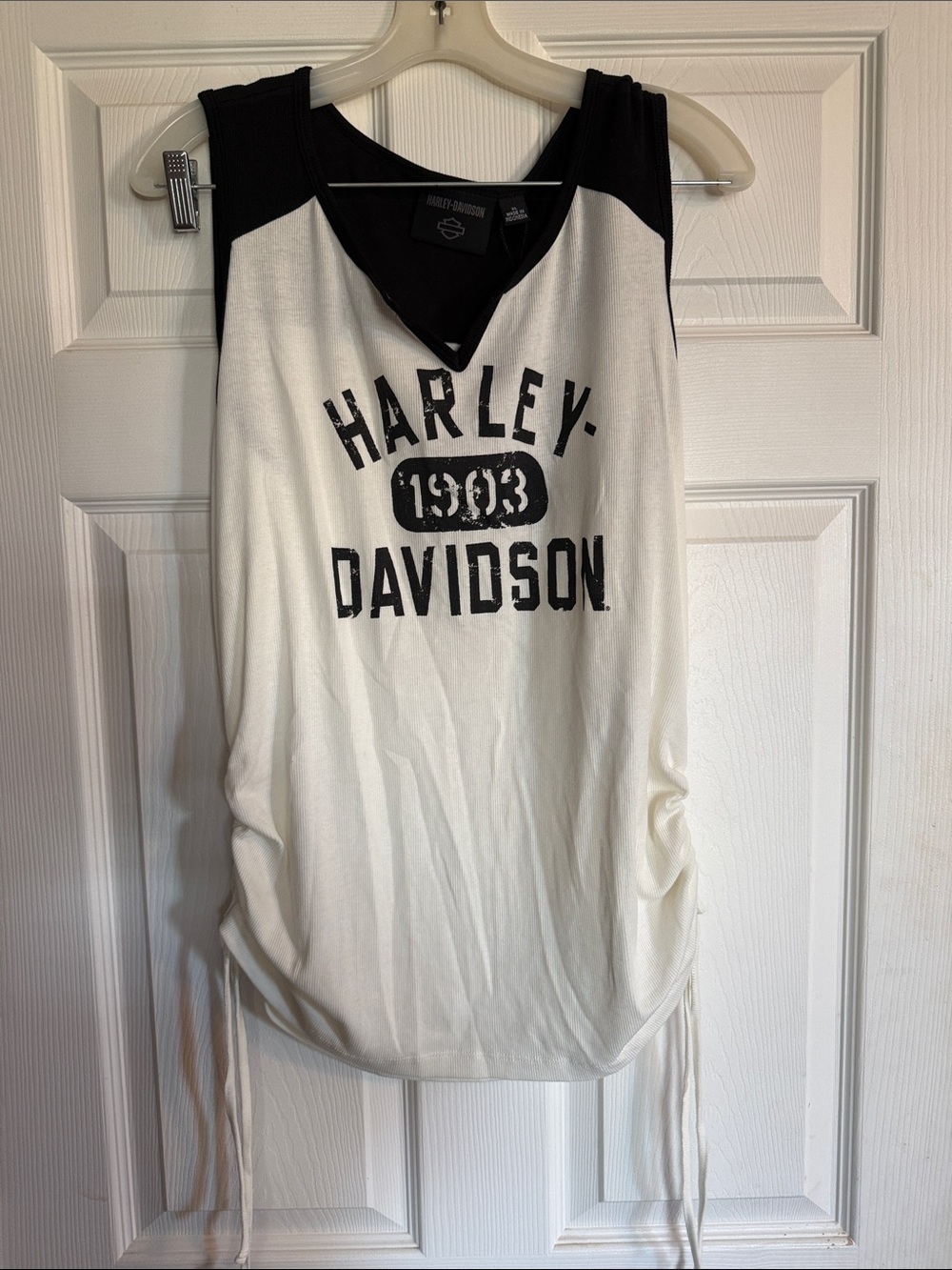 Harley-Davidson Black & White Graphic Tank with V-Notch